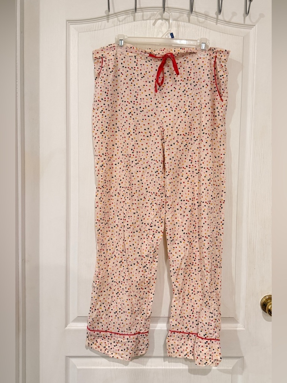 Final Price Shiraleah Polka Dot Cream Lounge Pants with Multicolor Dots